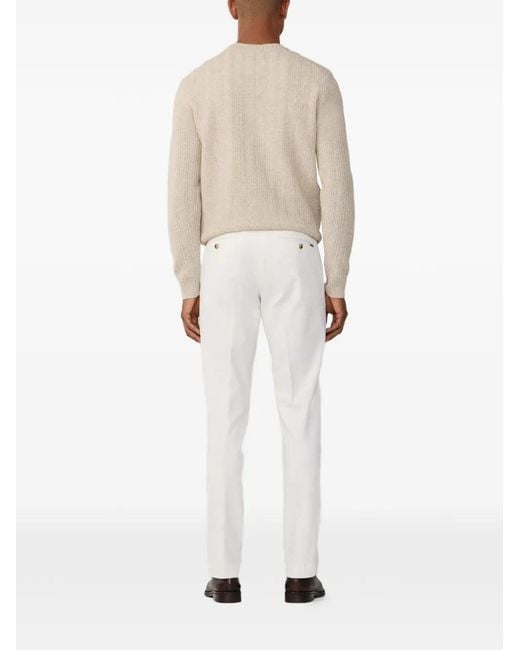 Hackett White Kensington Slim-Fit Trousers for men
