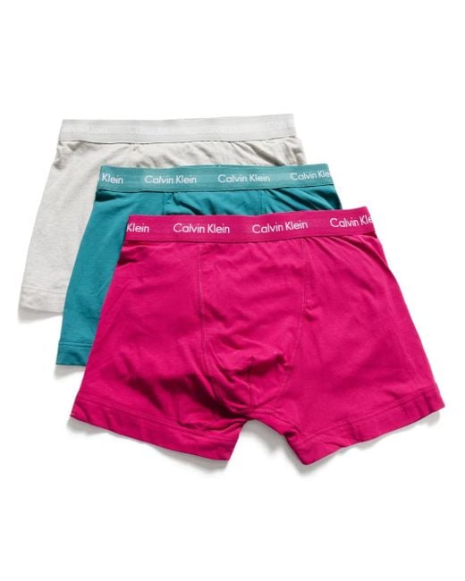 Calvin Klein Pink Logo-Waistband Boxers (Pack Of Three) for men