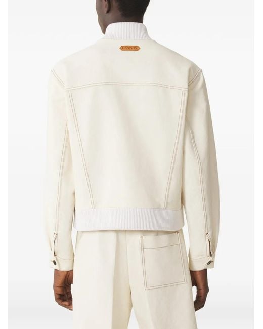 Lanvin White Chest-Pockets Ribbed Jacket for men