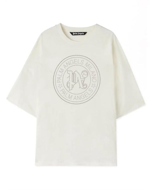 Palm Angels White Milano Studded T-Shirt for men