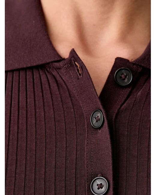 Marc O' Polo Red Ribbed-Knit Long-Sleeve Polo Shirt