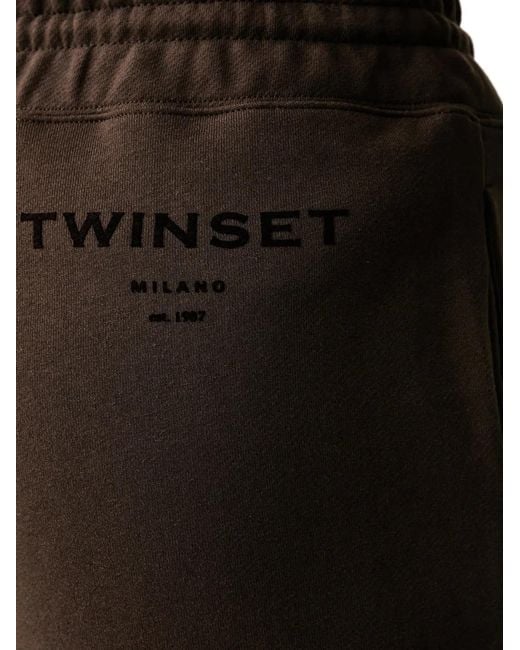 Twinset Black Logo-Print Drawstring Track Pants