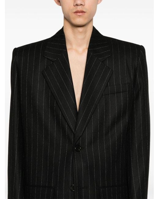 Saint Laurent Black Pinstriped Single-breasted Blazer for men