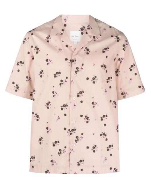 Paul Smith Pink Floral-print Short-sleeve Shirt for men
