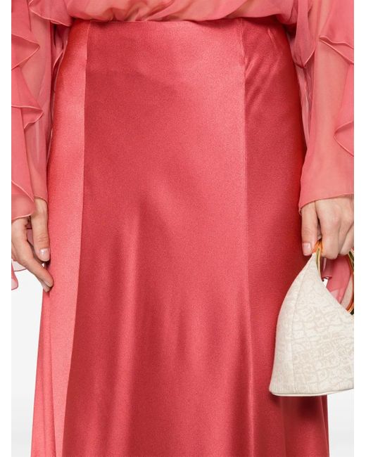 Alberta Ferretti サテン マキシスカート Pink
