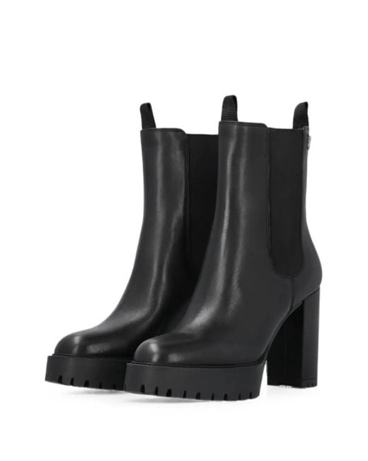 Pinko Black Leather Platform Ankle Boots
