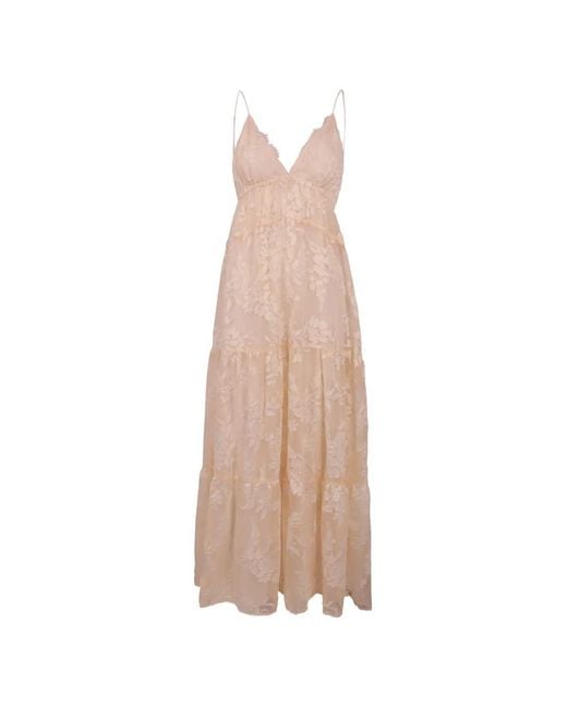 ERMANNO FIRENZE Natural Robe Volantée À Coupe Longue