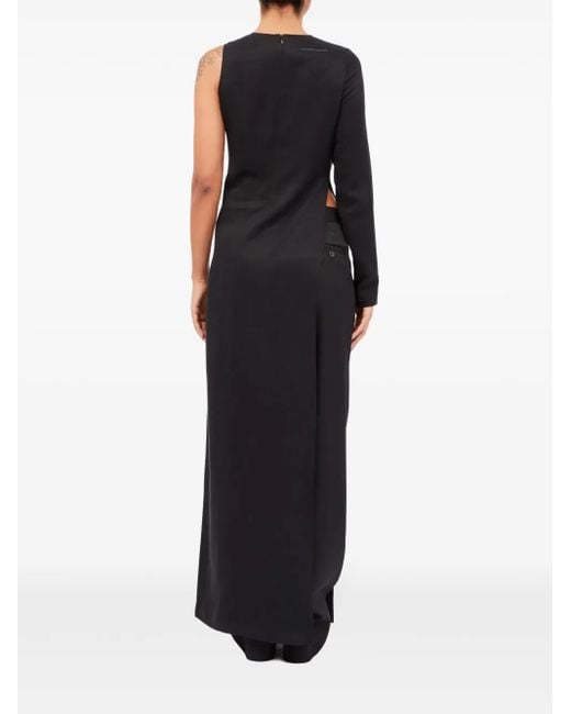 MM6 by Maison Margiela Black Pintucked One-Shoulder Blouse