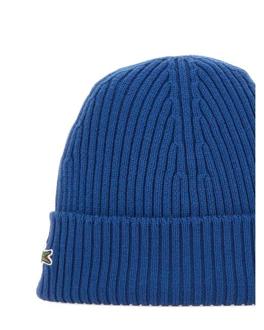 Lacoste Gerippte Beanie Mit Logo-Patch in Blue für Herren