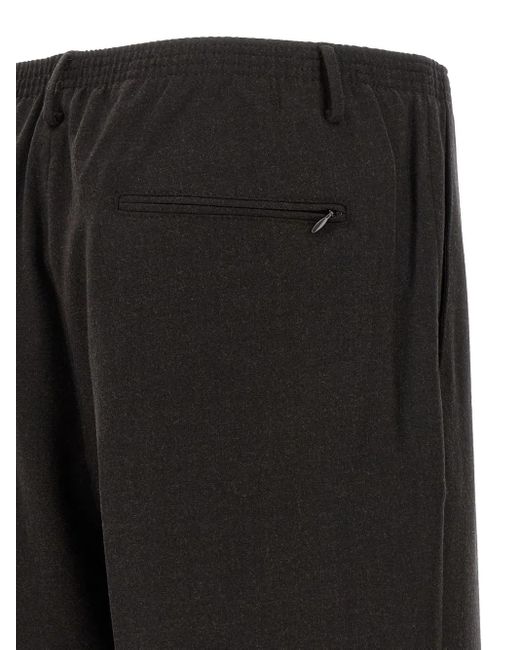 Cellar Door Black Elastic-Waistband Pleat Trousers for men