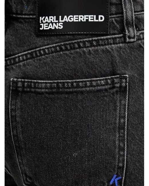 Karl Lagerfeld Black Button-Fly Logo-Patch Jeans