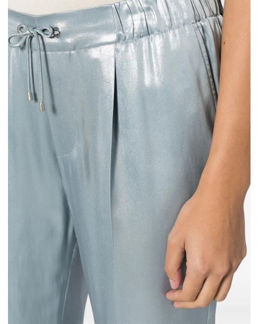 Ralph Lauren Blue Metallic Slim-Cut Trousers