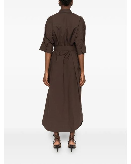 P.A.R.O.S.H. Brown Belt-Detail Midi Dress