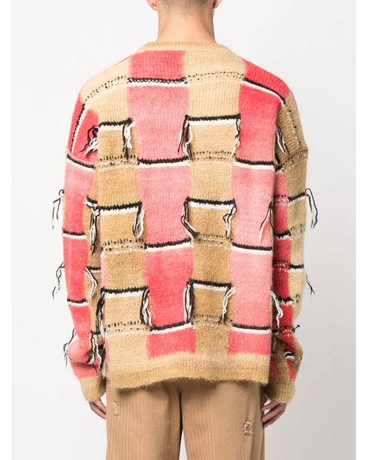 Marni Pink Intarsia-Motif Mohair-Blend Jumper for men