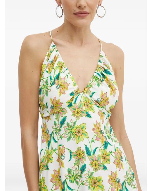 Morgan Green Floral V-Neck Midi Dress