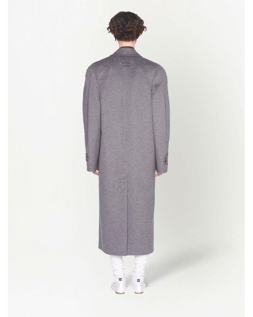 Miu Miu Gray Single-breasted Wool Coat