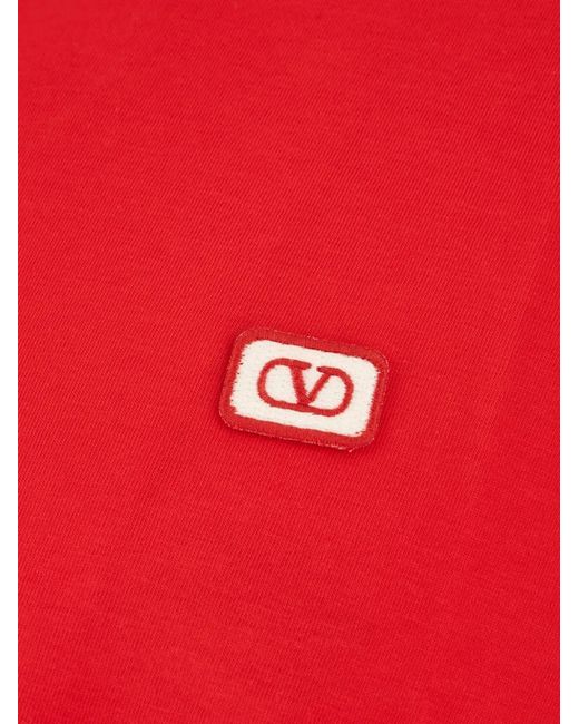 Valentino Garavani Pink Cotton T-Shirt With Vlogo Patch for men