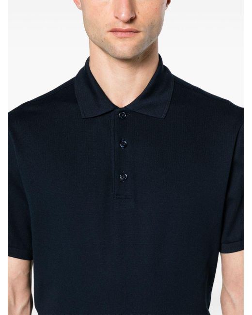 Brioni Blue Cotton Piqué Polo Shirt for men