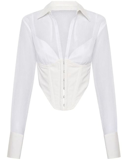 Dion Lee White Grid Sheer Corset Shirt