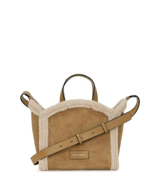 Karl Lagerfeld Metallic Small K/circle Shearling Tote Bag