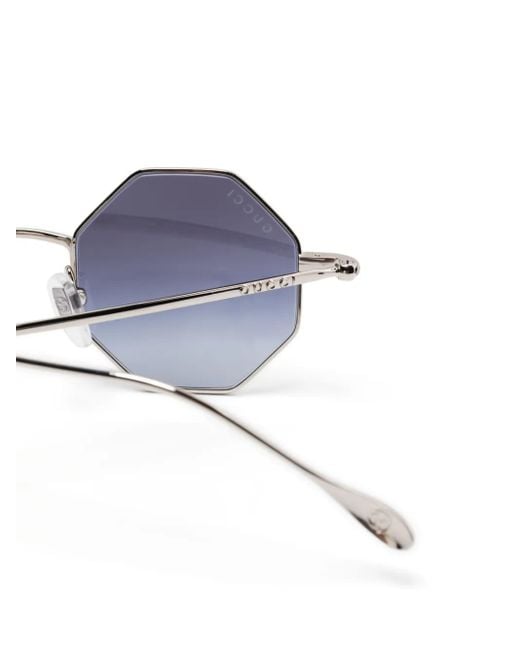 Gucci Blue Geometric-Frame Sunglasses