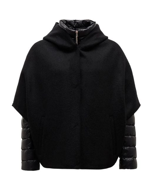 Herno Black Quilted Hooded Coat
