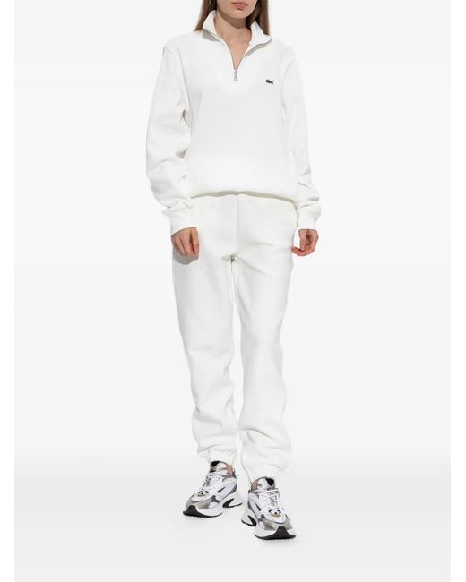 Lacoste White Elasticated-Cuff Track Pants