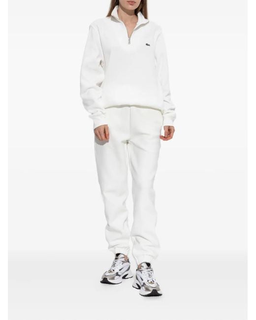 Lacoste White Elasticated-Cuff Track Pants