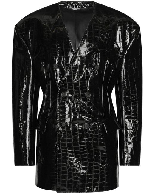 Dolce & Gabbana Fauxleather Crocodileembossed Jacket in Black for Men