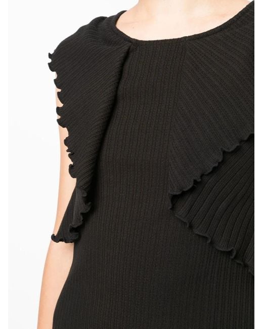 Goen.J Black Ruffled Pleated Vest