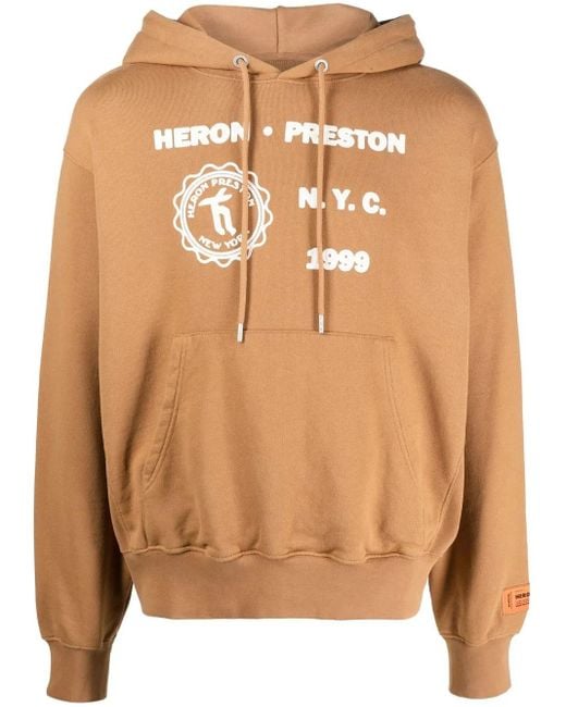 Heron Preston Brown Graphic-print Cotton Hoodie for men