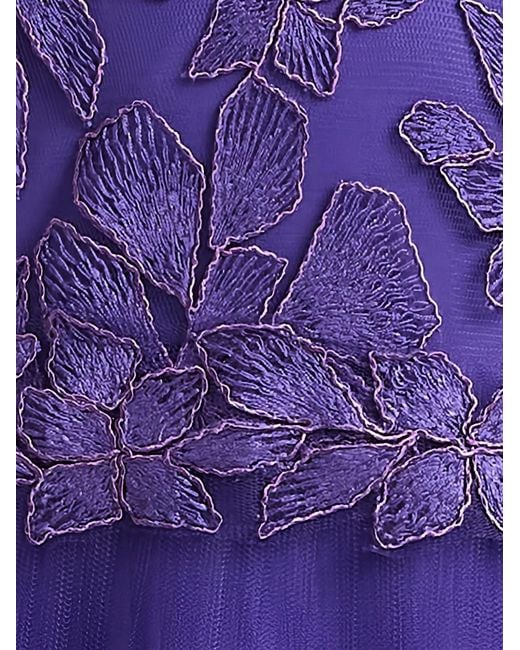 Tadashi Shoji Purple Floral Off-Shoulder Midi Dress
