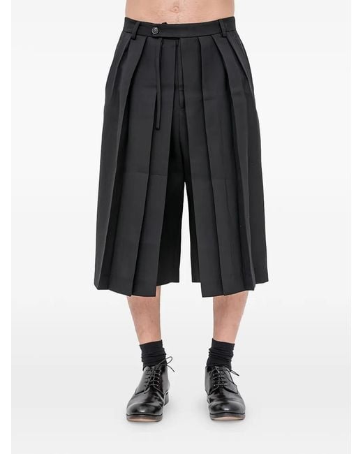 Setchu Black Pleated Cropped Trousers for men