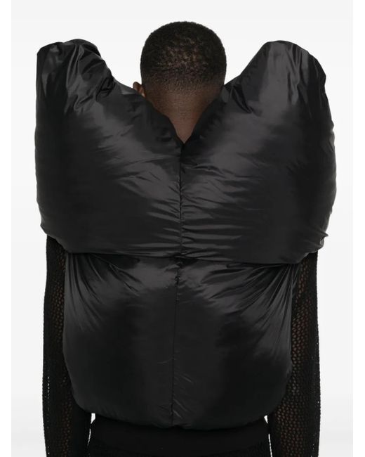Rick Owens Black Padded Hooded Vest for men