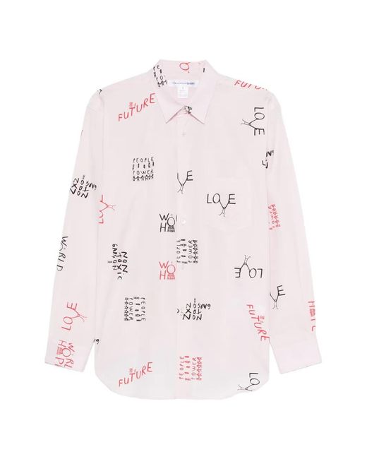 Comme des Garçons Pink Letters-Print Shirt for men