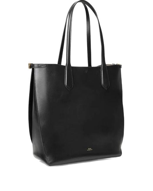 Polo Ralph Lauren Black Double-Handle Leather Tote Bag