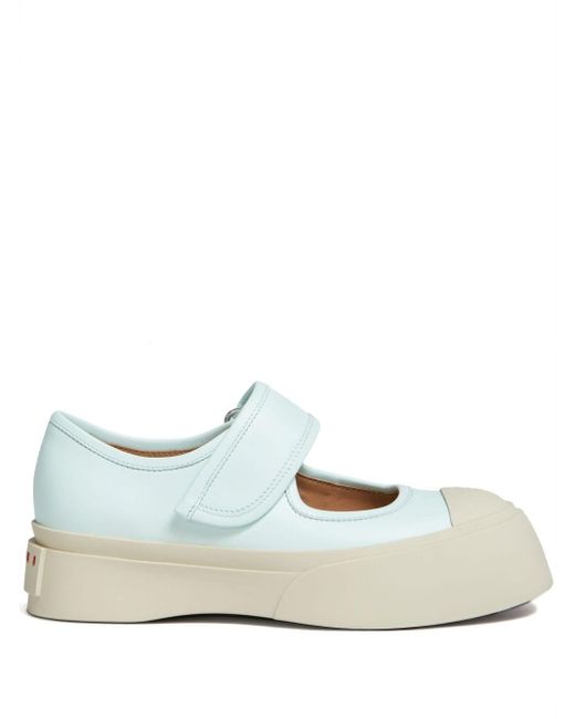 Marni White Pablo Mary Jane Leather Sneakers