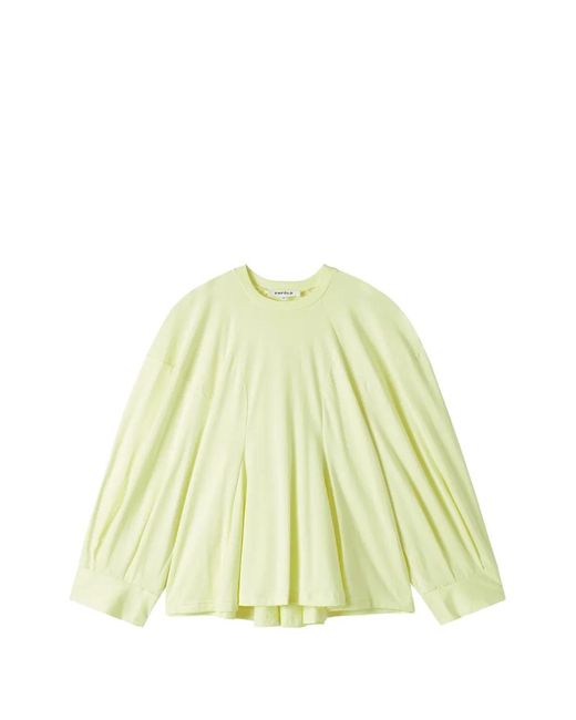 Enfold Yellow Pleated Long-Sleeved T-Shirt
