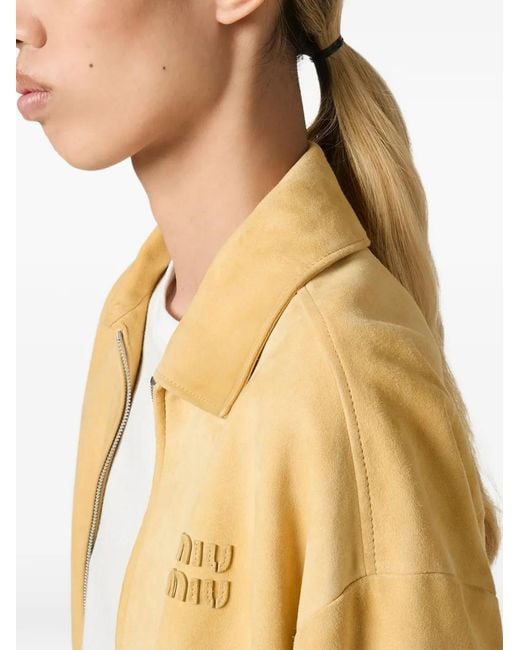 Miu Miu Metallic Waxed Suede Blouson Jacket