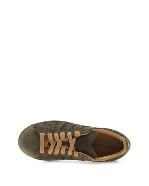 Adidas Green Superstar Ii Croc-Effect Sneakers