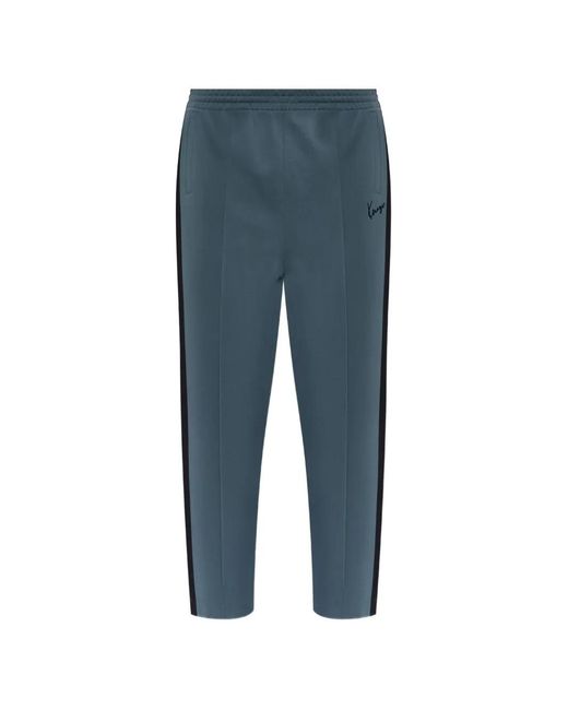 KENZO Blue Logo-Embroidered Side-Stripe Track Pants for men