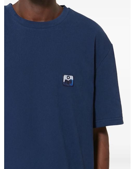 Isabel Marant Blue Hugo Logo-Patch T-Shirt for men
