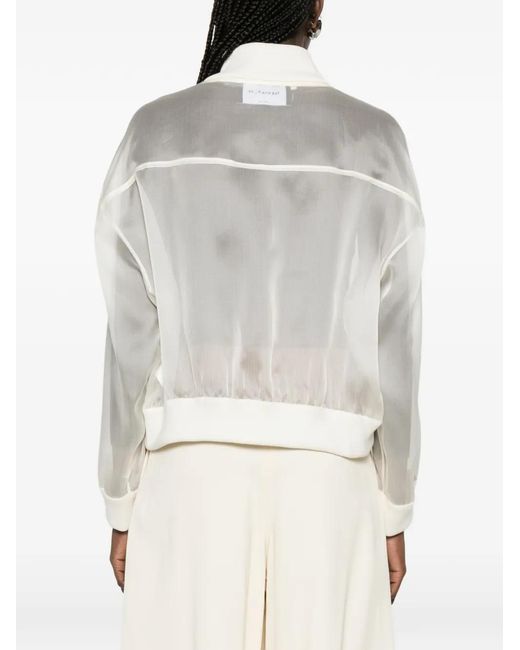 Fabiana Filippi White Veste Bomber À Effet De Transparence Et Poche Zippée