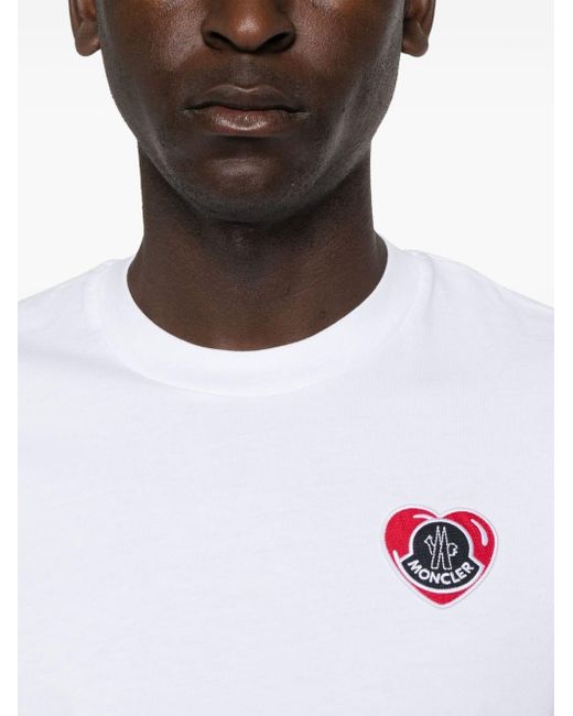 Camiseta con parche del logo Moncler de hombre de color White