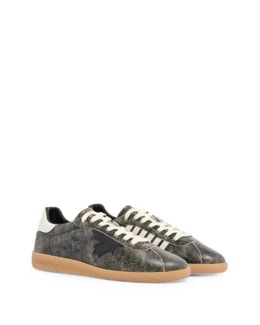 DSquared² Black Rebels Cracked-Effect Sneakers for men