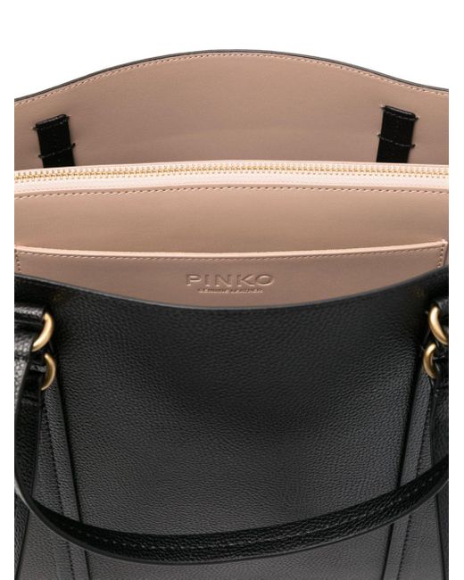 Pinko Black Love-birds-motif Leather Bag