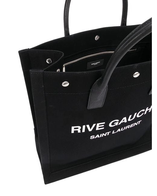 Saint Laurent Black Rive Gauche Canvas Tote Bag for men