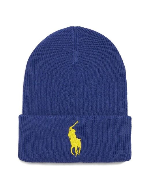 Polo Ralph Lauren Blue Big Pony Cuff Beanie Hat for men