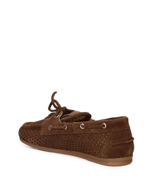 POSA Brown Mocassins Lacés À Design Perforé