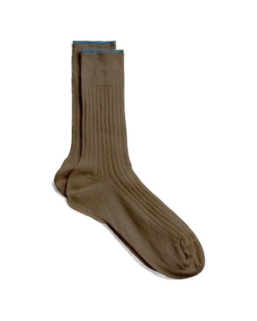 yahae Brown Ribbed-Knit Socks